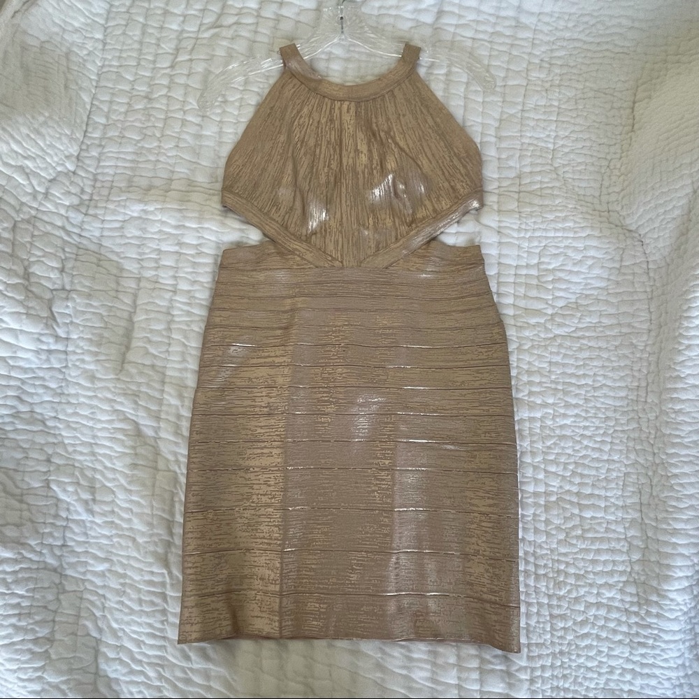 Herve Leger Rose Gold Dress